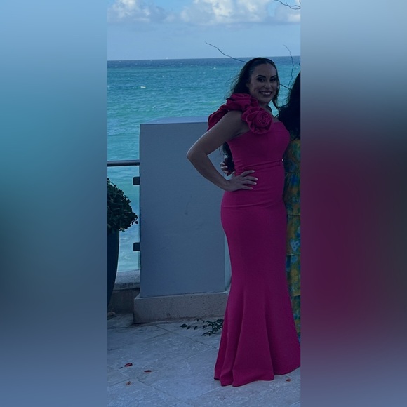 Aliava RONA 3D FLOWERS CORSET MAXI GOWN (FUCHSIA) - Picture 7 of 7